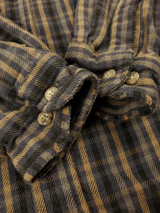 Cadhartt Flannel Shirt Mens Large Plaid Button Up Brown Gray Vintage Distressed - Picture 9 of 10